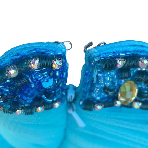 ADDA Turquoise Blue Strapless Fluffy Tulle Skirt Party Dress, L - Picture 5 of 11